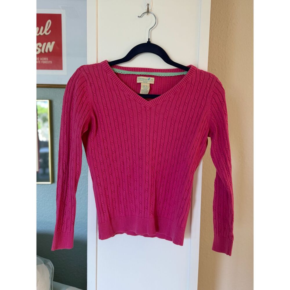 Vintage Caribbean Joe Cable Knit Sweater Pink Petite S